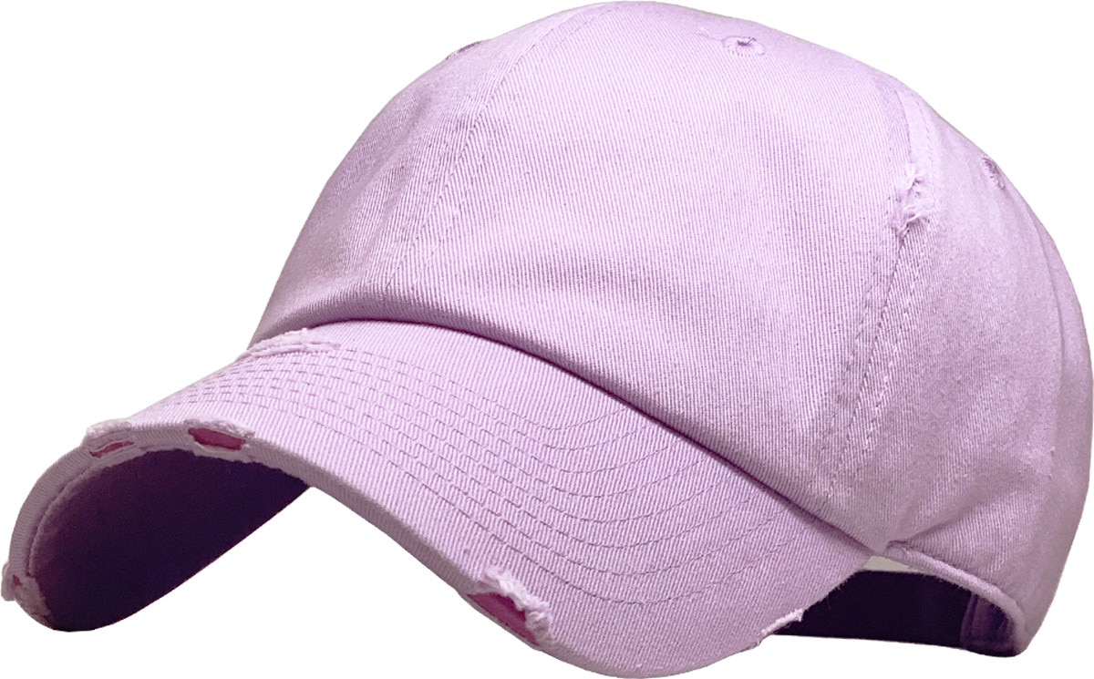 Lavender Distressed Vintage Baseball Cap Front Side View